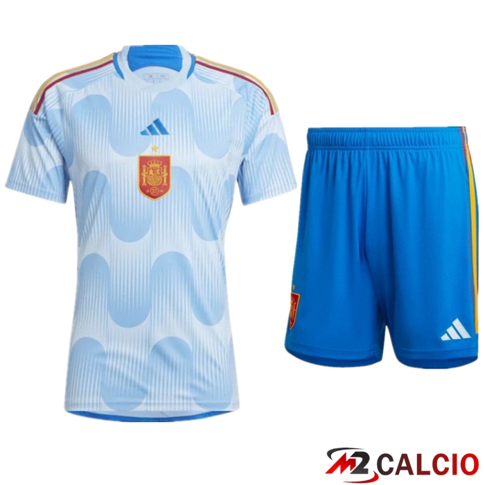 Insieme Maglie Calcio Spagna Seconda + Pantaloncini Coppa Del Mondo 2022