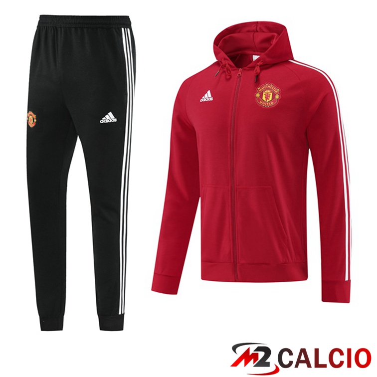 Insieme Giacca Con Cappuccio Tuta Manchester United Rosso 2022/2023