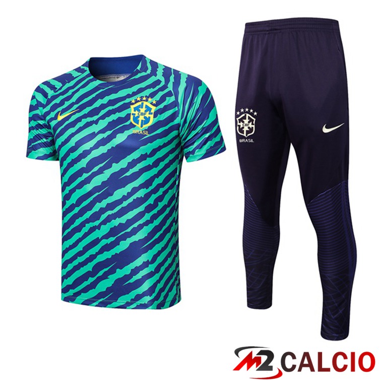 T Shirt Allenamento Brasile + Pantaloni Verde 2022/2023