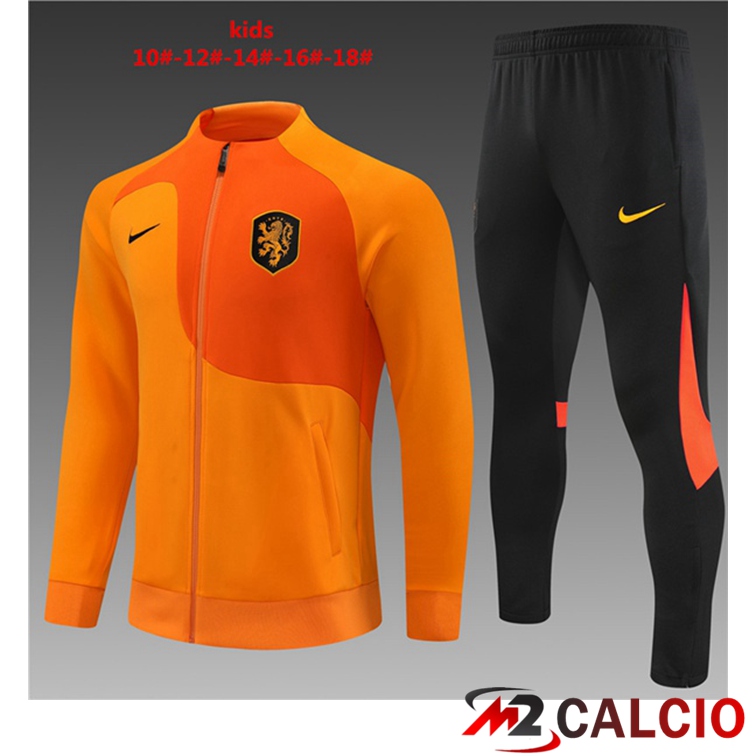 Insieme Tuta Calcio - Giacca Paesi Bassi Bambino Arancia 2022/2023