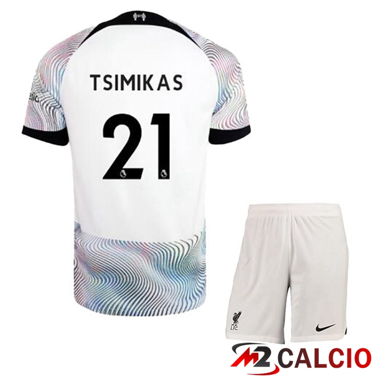 Maglie Calcio FC Liverpool (TSIMIKAS 21) Bambino Seconda Bianco 2022/2023