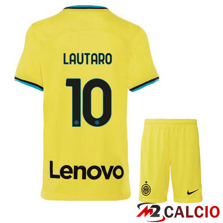 Maglie Calcio Inter Milan (LAUTARO 10) Bambino Terza Giallo 2022/2023