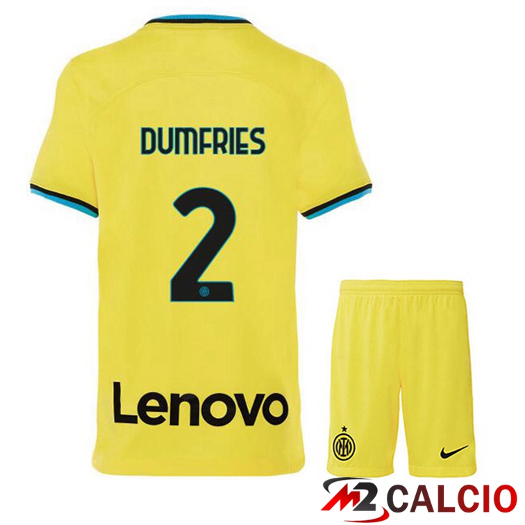 Maglie Calcio Inter Milan (DUMFRIES 2) Bambino Terza Giallo 2022/2023