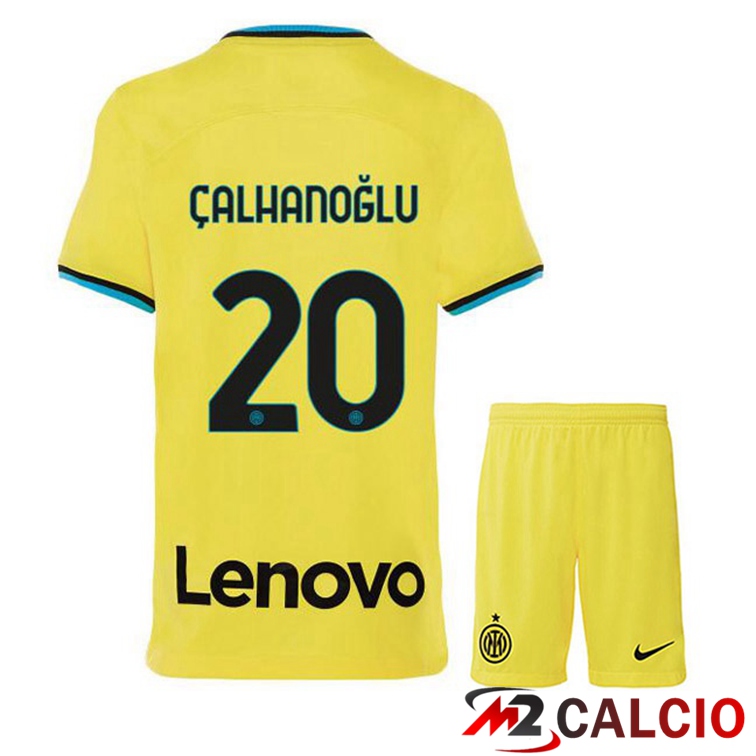 Maglie Calcio Inter Milan (ÇALHANOĞLU 20) Bambino Terza Giallo 2022/2023