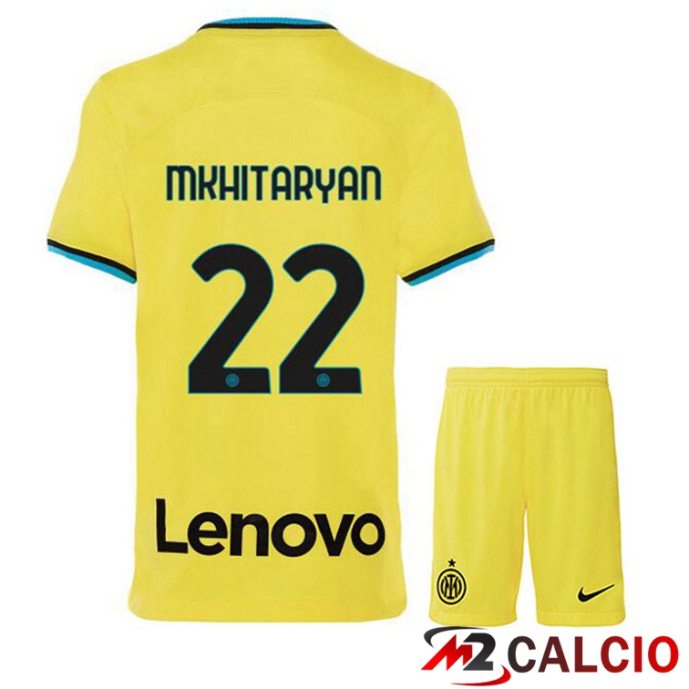 Maglie Calcio Inter Milan (MKHITARYAN 22) Bambino Terza Giallo 2022/2023