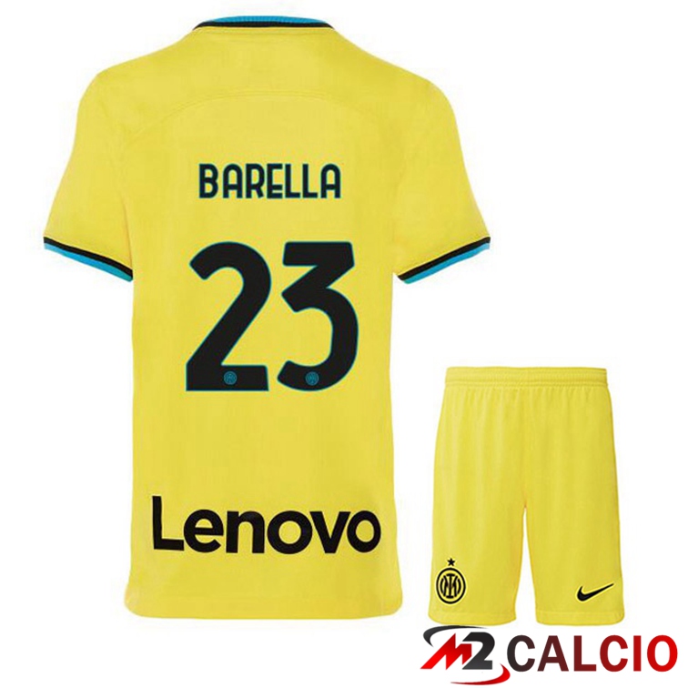 Maglie Calcio Inter Milan (BARELLA 23) Bambino Terza Giallo 2022/2023