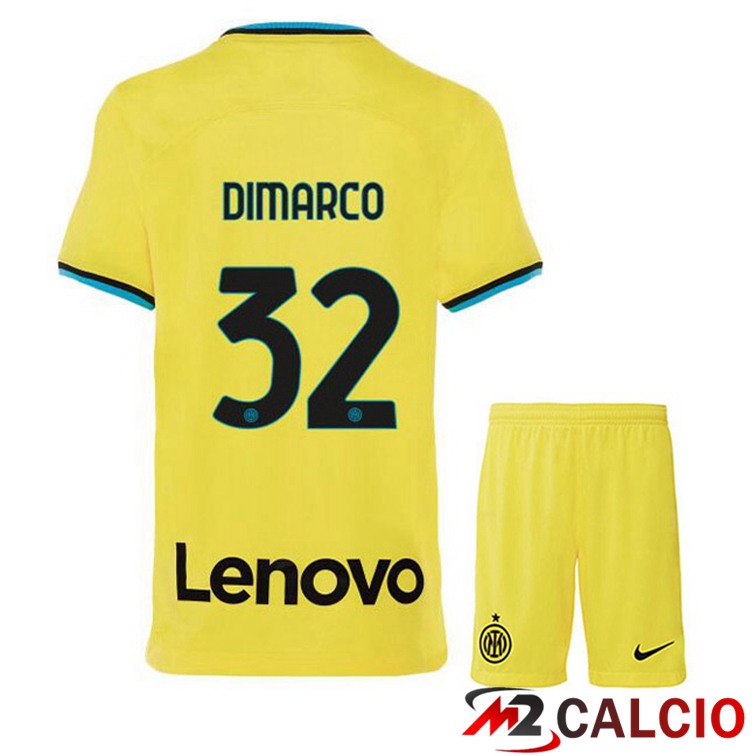 Maglie Calcio Inter Milan (DIMARCO 32) Bambino Terza Giallo 2022/2023