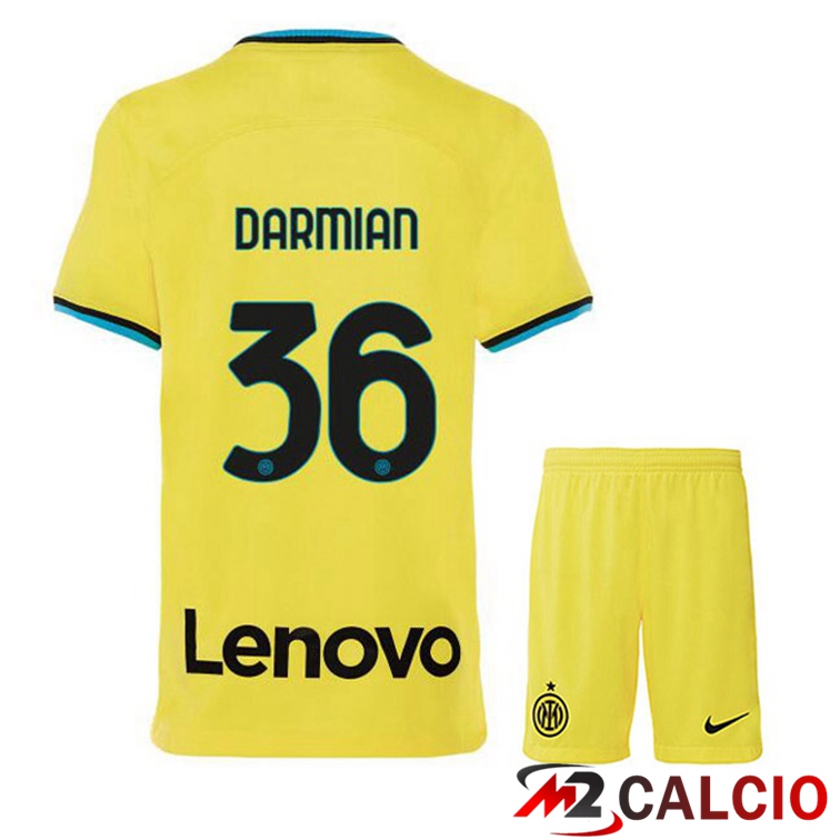 Maglie Calcio Inter Milan (DARMIAN 36) Bambino Terza Giallo 2022/2023