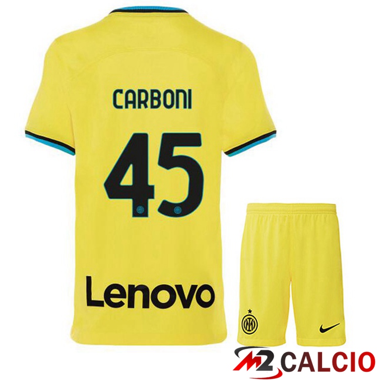Maglie Calcio Inter Milan (CARBONI 45) Bambino Terza Giallo 2022/2023