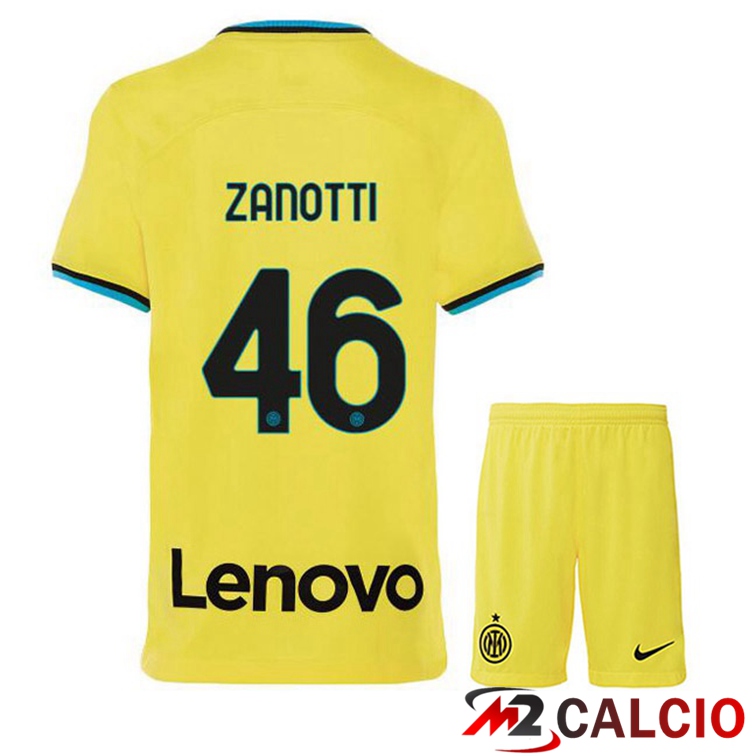 Maglie Calcio Inter Milan (ZANOTTI 46) Bambino Terza Giallo 2022/2023