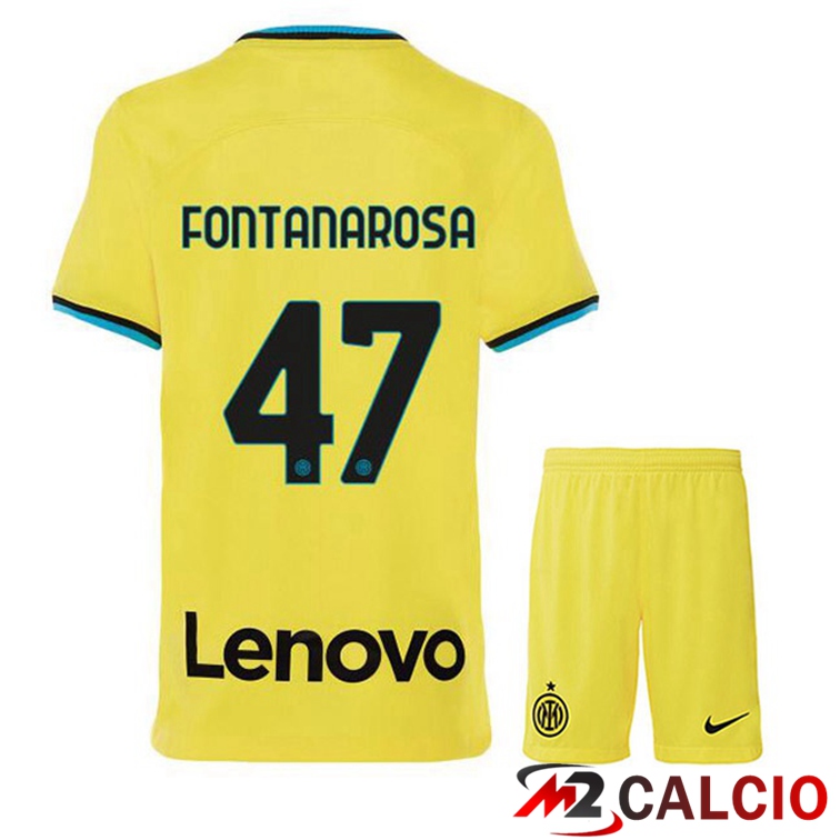 Maglie Calcio Inter Milan (FONTANAROSA 47) Bambino Terza Giallo 2022/2023