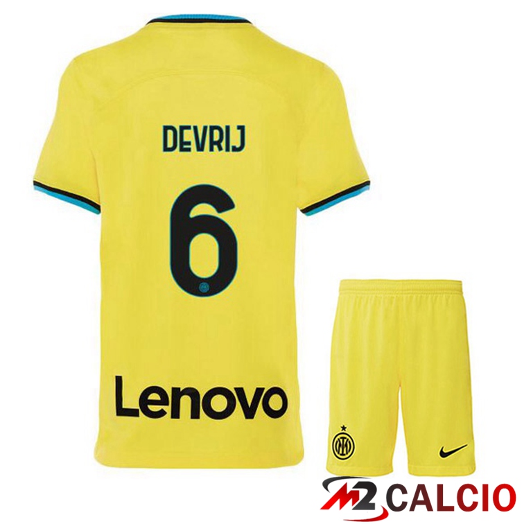 Maglie Calcio Inter Milan (DE VRIJ 6) Bambino Terza Giallo 2022/2023