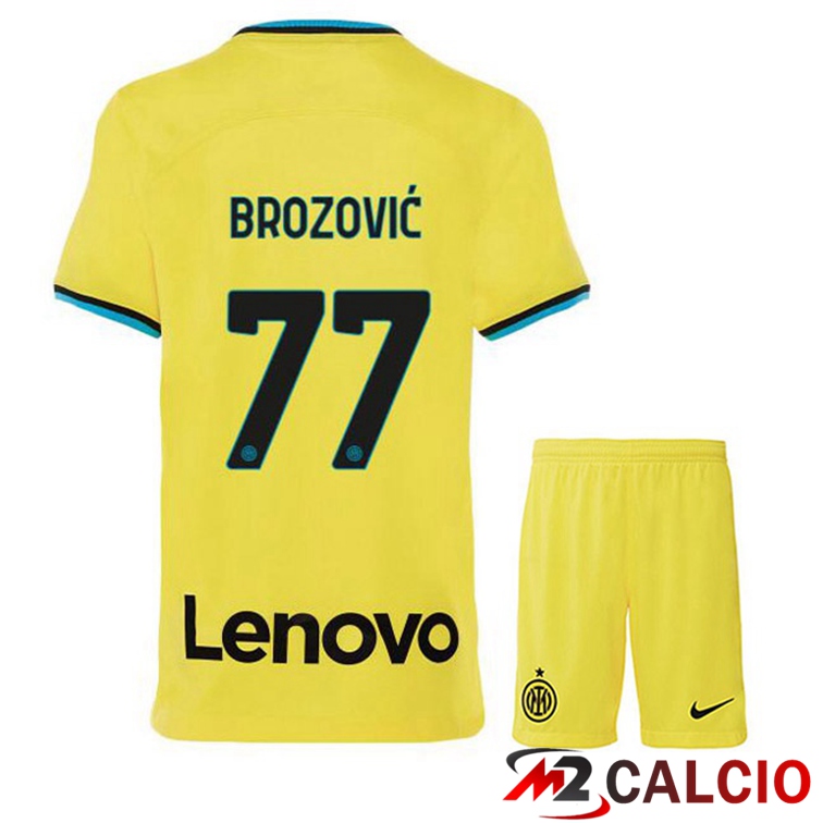 Maglie Calcio Inter Milan (BROZOVIĆ 77) Bambino Terza Giallo 2022/2023