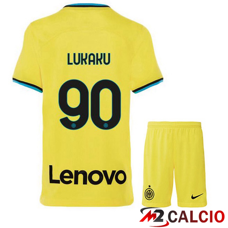 Maglie Calcio Inter Milan (LUKAKU 90) Bambino Terza Giallo 2022/2023