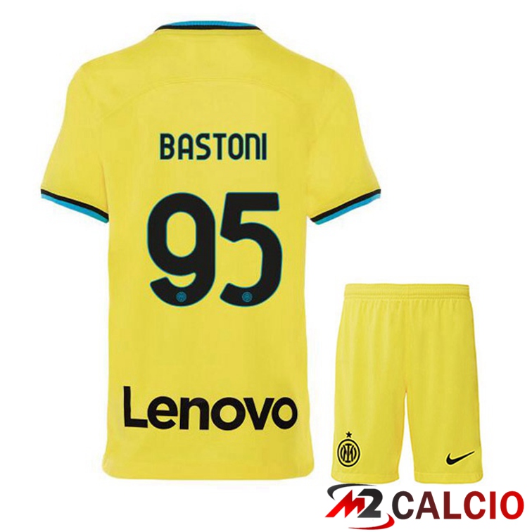 Maglie Calcio Inter Milan (BASTONI 95) Bambino Terza Giallo 2022/2023