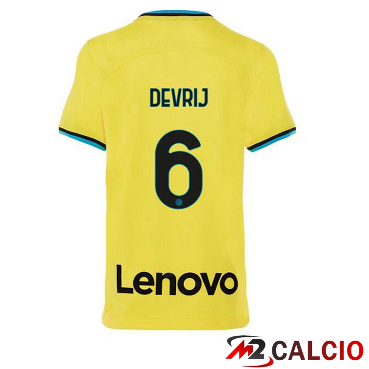 Maglie Calcio Inter Milan (DE VRIJ 6) Terza Giallo 2022/2023