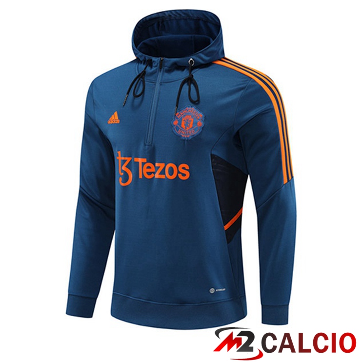 Felpa Cappuccio Manchester United Blu 2022/2023