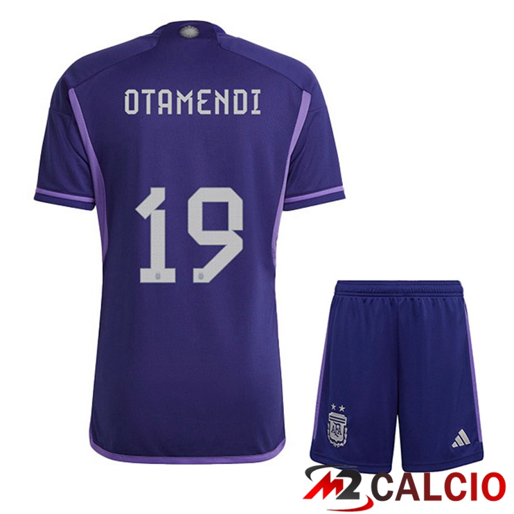 Maglie Calcio Argentina (OTAMENDI 19) Bambino Seconda Viola Coppa Del Mondo 2022