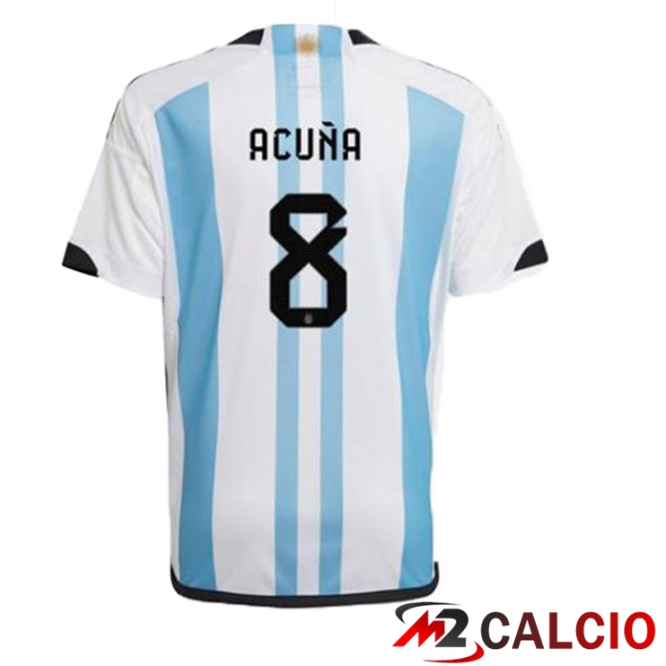 Maglie Calcio Argentina (ACUÑA 8) Prima Blu Bianco Coppa Del Mondo 2022