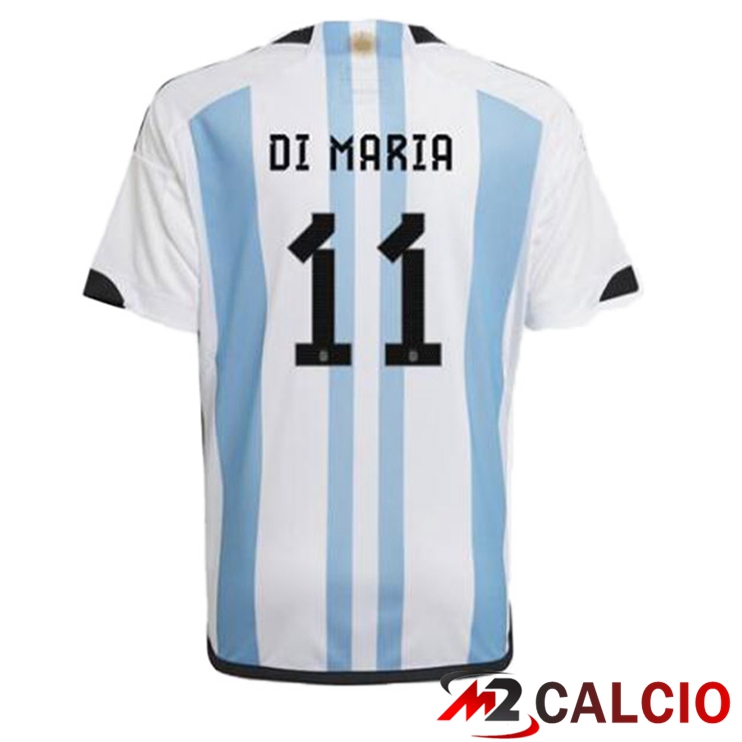 Maglie Calcio Argentina (DI MARIA 11) Prima Blu Bianco Coppa Del Mondo 2022