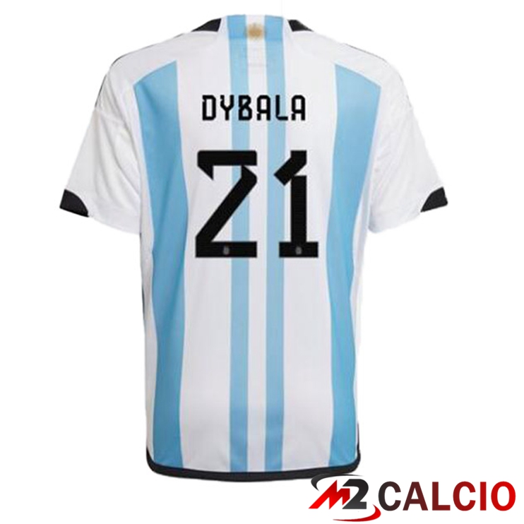 Maglie Calcio Argentina (DYBALA 21) Prima Blu Bianco Coppa Del Mondo 2022
