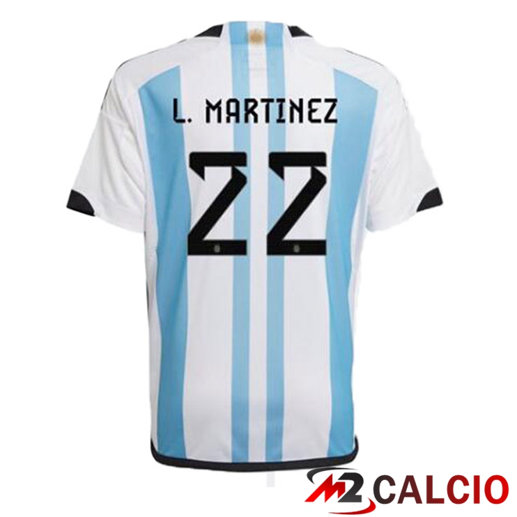Maglie Calcio Argentina (L. MARTINEZ 22) Prima Blu Bianco Coppa Del Mondo 2022