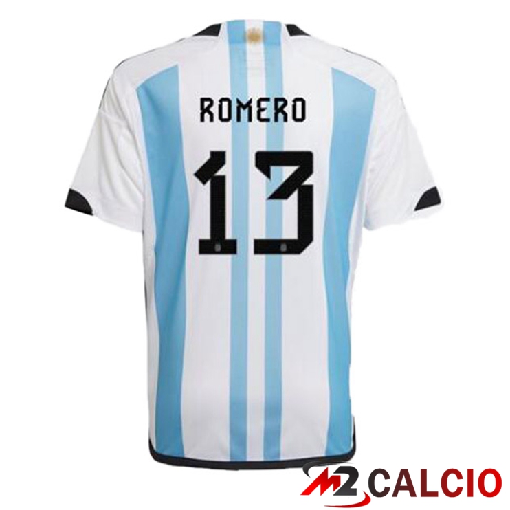 Maglie Calcio Argentina (ROMERO 13) Prima Blu Bianco Coppa Del Mondo 2022