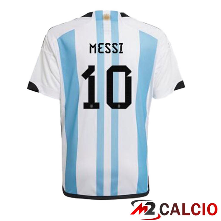 Maglie Calcio Argentina (MESSI 10) Prima Blu Bianco Coppa Del Mondo 2022