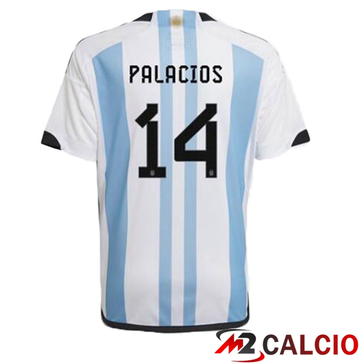 Maglie Calcio Argentina (PALACIOS 14) Prima Blu Bianco Coppa Del Mondo 2022