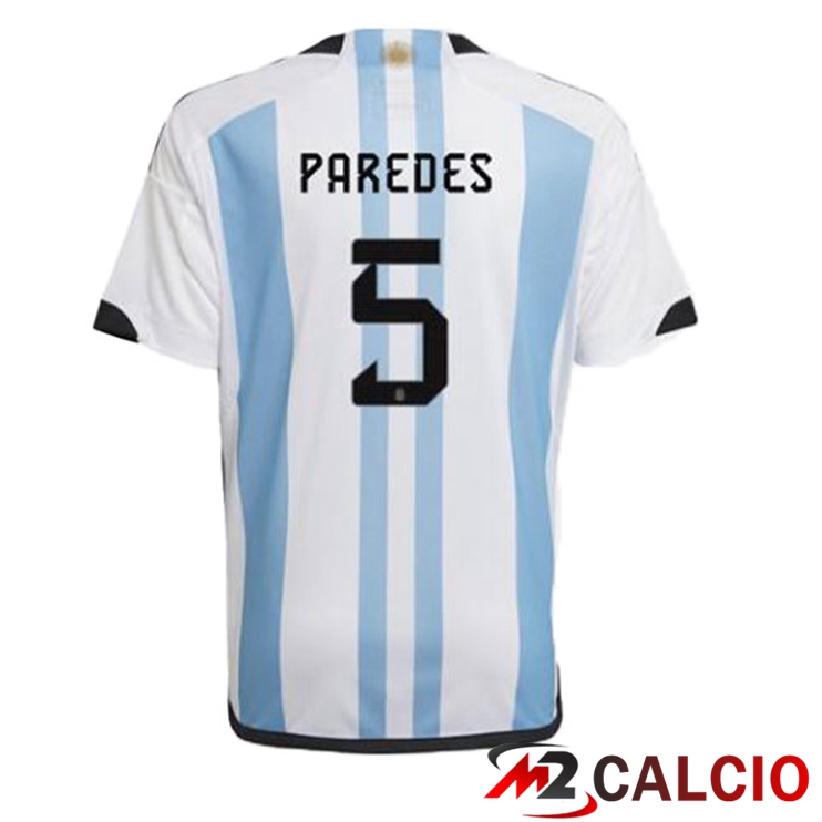 Maglie Calcio Argentina (PAREDES 5) Prima Blu Bianco Coppa Del Mondo 2022