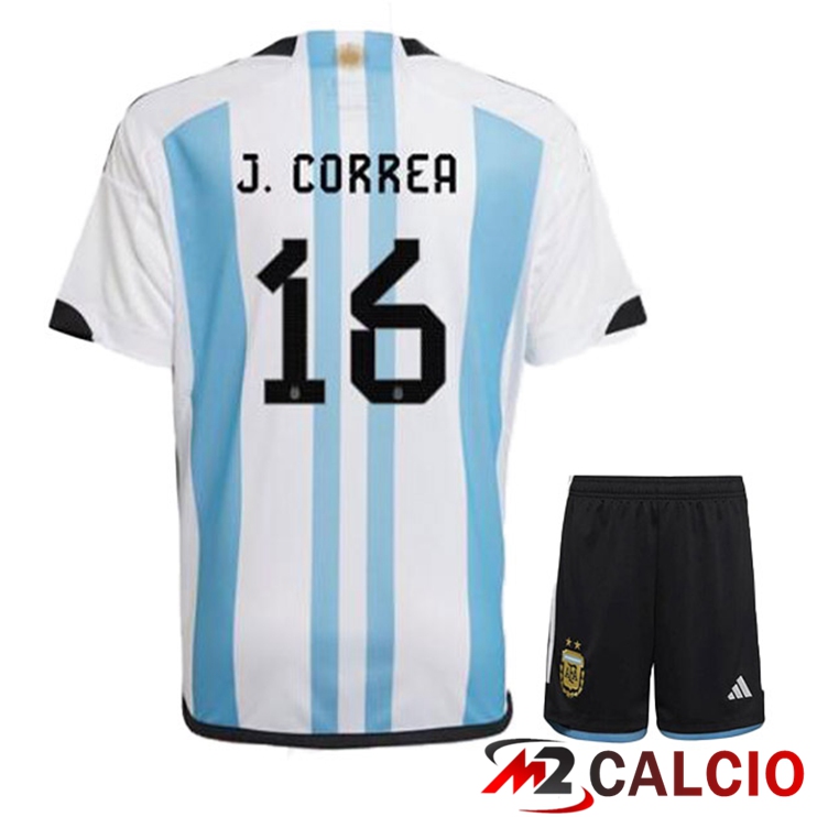 Maglie Calcio Argentina (ALMADA 16) Bambino Prima Blu Bianco Coppa Del Mondo 2022