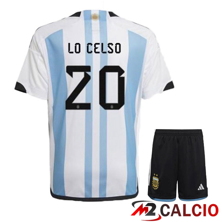 Maglie Calcio Argentina (MAC ALLISTER 20) Bambino Prima Blu Bianco Coppa Del Mondo 2022
