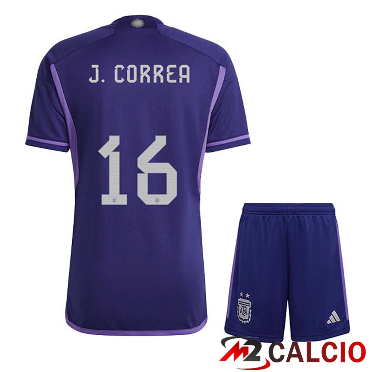 Maglie Calcio Argentina (ALMADA 16) Bambino Seconda Viola Coppa Del Mondo 2022