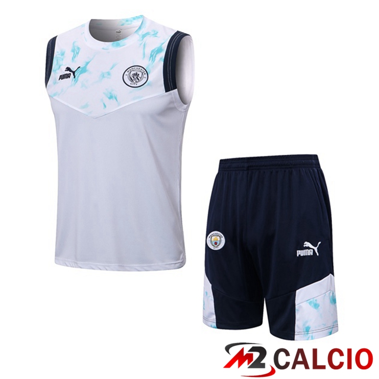 Canotta Calcio Manchester City + Pantaloncini Bianco 2022/2023