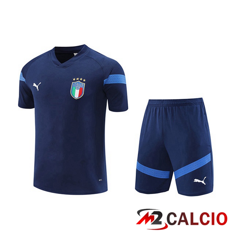 T Shirt Allenamento Italia + Pantaloncini Blu Reale 2022/2023