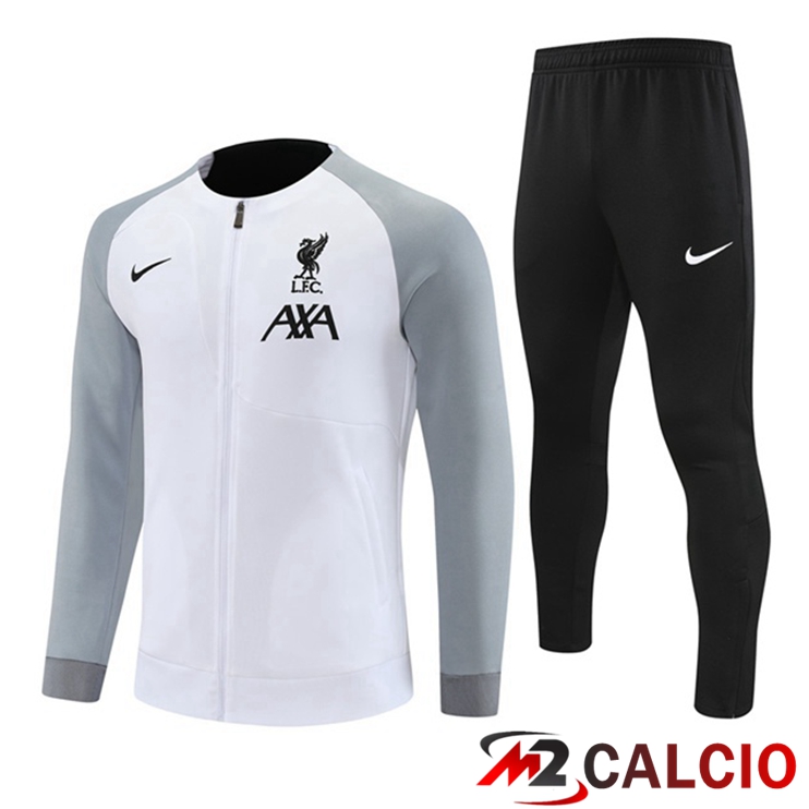 Insieme Tuta Calcio - Giacca FC Liverpool Bianco Grigio 2022/2023