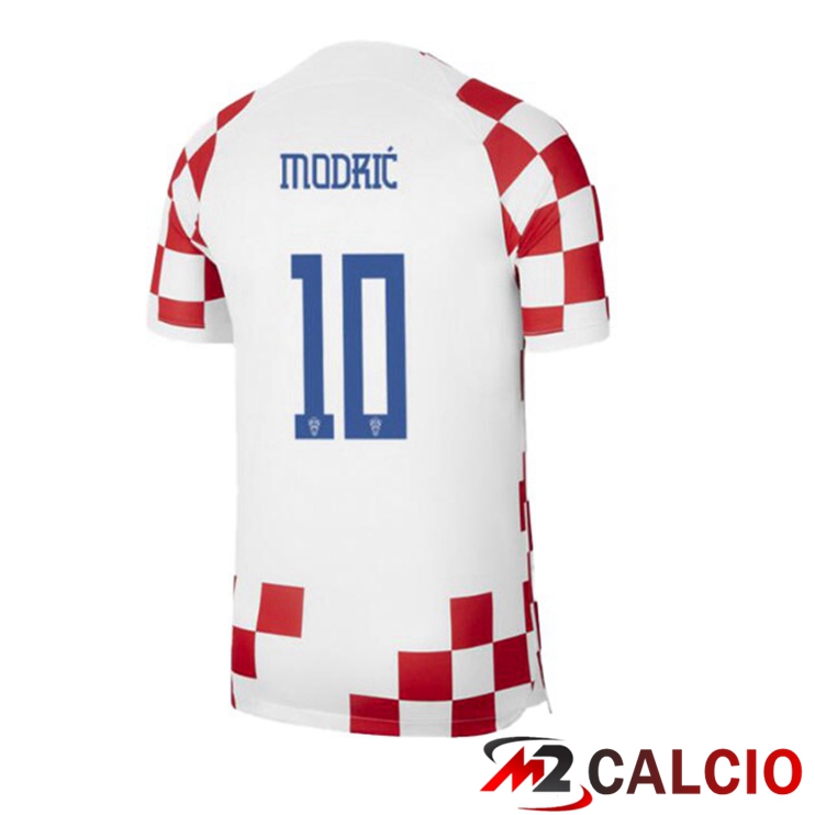 Maglie Calcio Croazia (MODRIĆ 10) Prima Bianco Rosso Coppa Del Mondo 2022