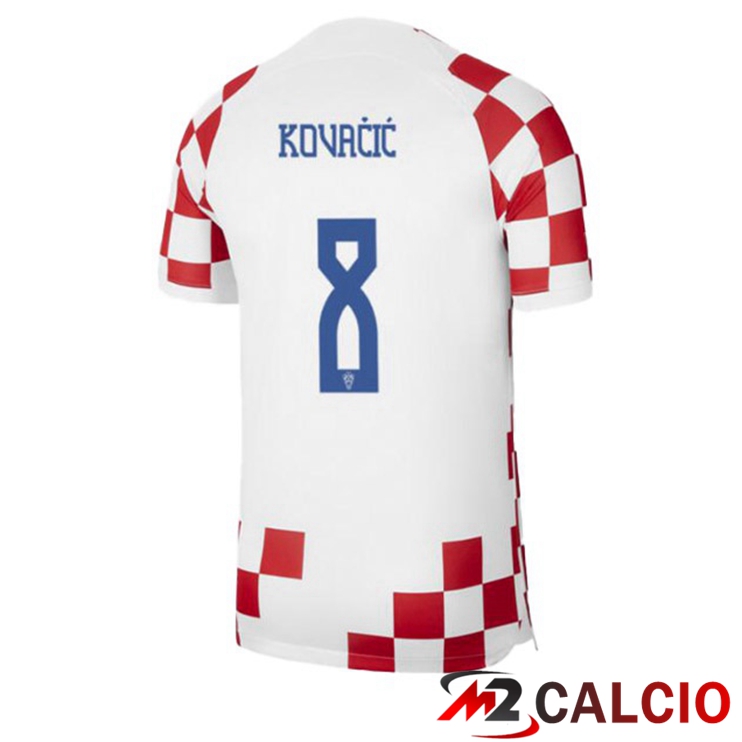 Maglie Calcio Croazia (KOVAČIĆ 8) Prima Bianco Rosso Coppa Del Mondo 2022