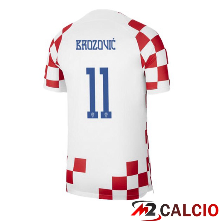 Maglie Calcio Croazia (BROZOVIĆ 11) Prima Bianco Rosso Coppa Del Mondo 2022