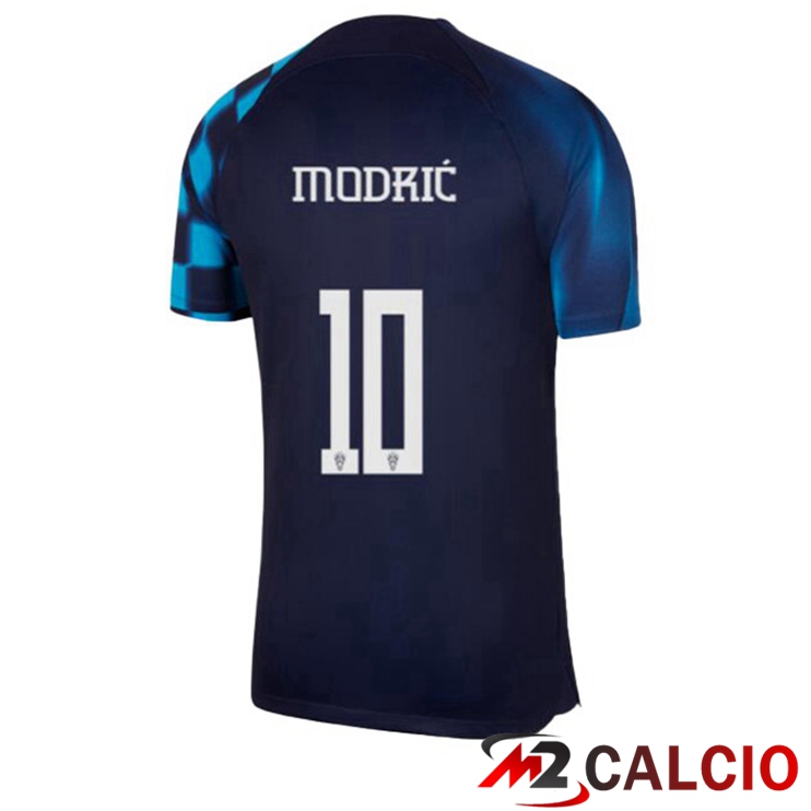 Maglie Calcio Croazia (MODRIĆ 10) Seconda Nero Blu Coppa Del Mondo 2022