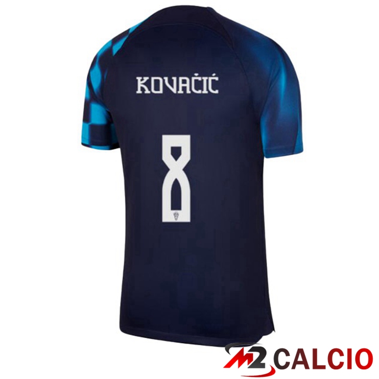 Maglie Calcio Croazia (KOVAČIĆ 8) Seconda Nero Blu Coppa Del Mondo 2022