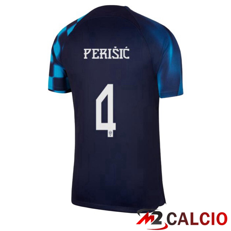Maglie Calcio Croazia (PERIŠIĆ 4) Seconda Nero Blu Coppa Del Mondo 2022