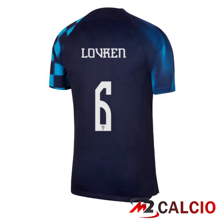 Maglie Calcio Croazia (LOVREN 6) Seconda Nero Blu Coppa Del Mondo 2022
