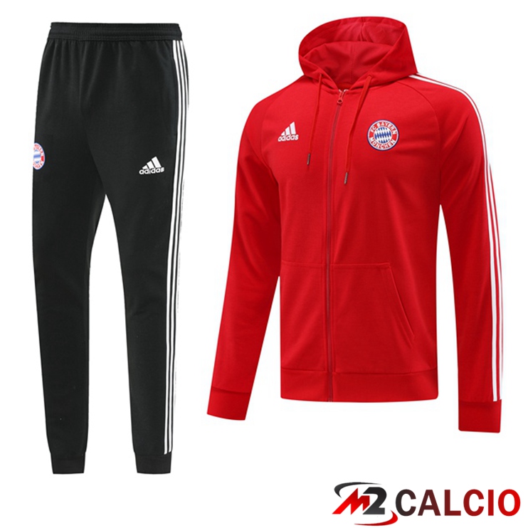 Insieme Giacca Con Cappuccio Tuta Bayern Monaco Rosso 2023/2024