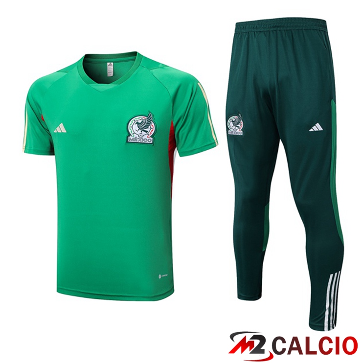 T Shirt Allenamento Messico + Pantaloni Verde 2023/2024