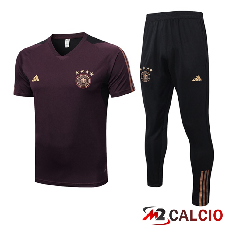 T Shirt Allenamento Germania + Pantaloni Rosso 2023/2024