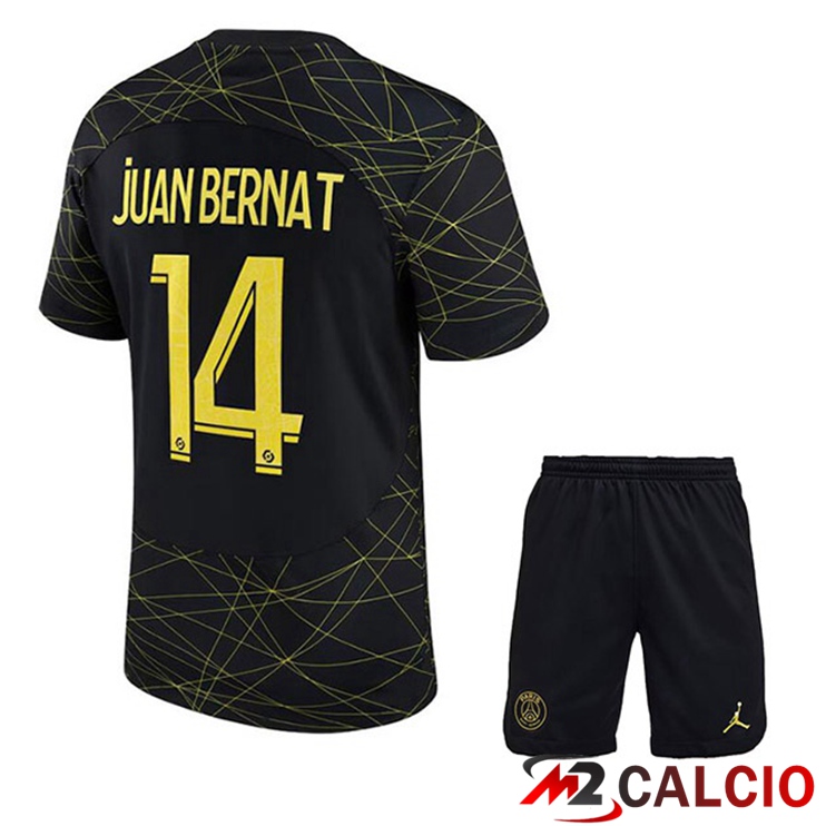 Maglie Calcio Paris PSG (JUAN BERNAT 14) Bambino Quarto Nero 2022/2023
