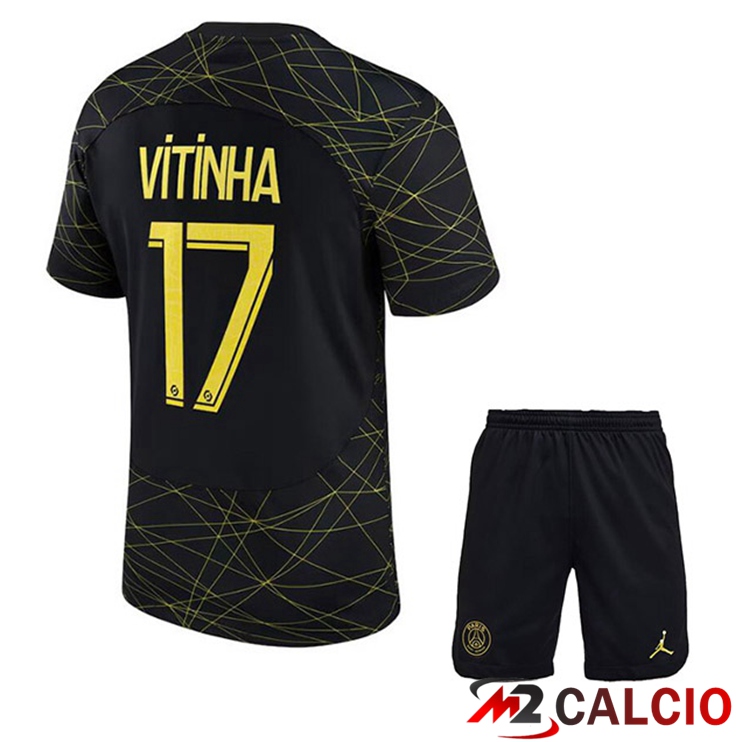 Maglie Calcio Paris PSG (VITINHA 17) Bambino Quarto Nero 2022/2023