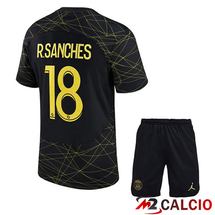Maglie Calcio Paris PSG (R.SANCHES 18) Bambino Quarto Nero 2022/2023