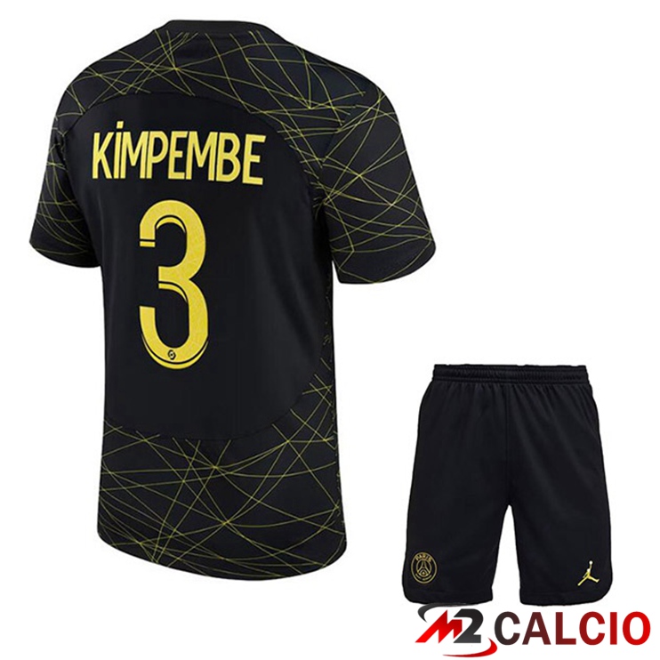 Maglie Calcio Paris PSG (KIMPEMBE 3) Bambino Quarto Nero 2022/2023